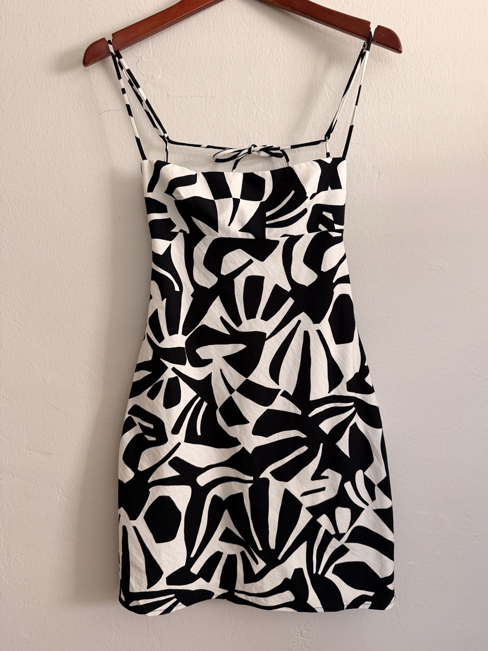 Zara Black White Abstract Cami Mini Dress Sz XS